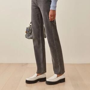 Reformation White and Black Loafers